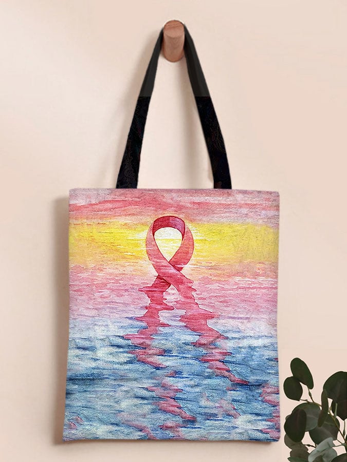Casual Pink Ribbon Breast Cancer Art Print Bag