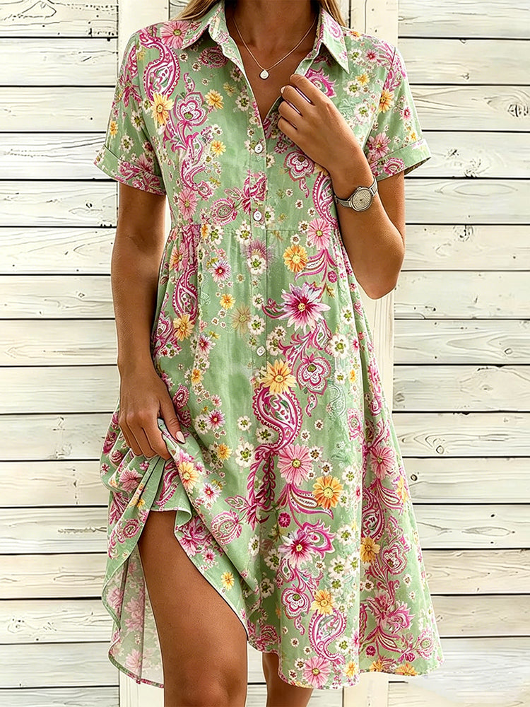 Women's Floral Ethnic Print Vacation Casual Dress