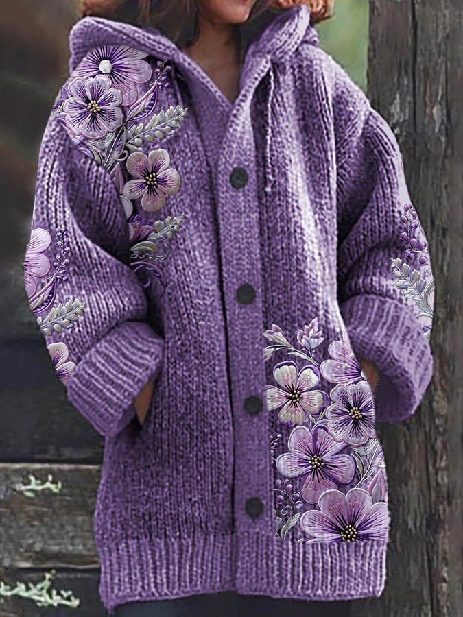 Women's Alzheimer's Purple Floral Sweater