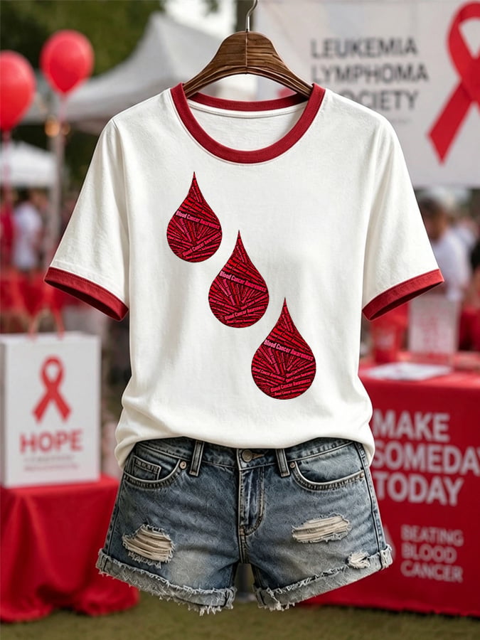Women's Blood Cancer Awareness Print T-Shirt