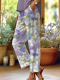 Women's Casual Purple Art Pansy Pants