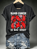 Women's Blood Cancer Awareness Red Ribbon Cute Ghosts Halloween Support Artwork T-Shirt