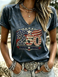 Women'S 250Th Anniversary Of American Independence Day Printed T-Shirt