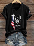 Women's Casual 250th Anniversary Print Short-Sleeve T-Shirt