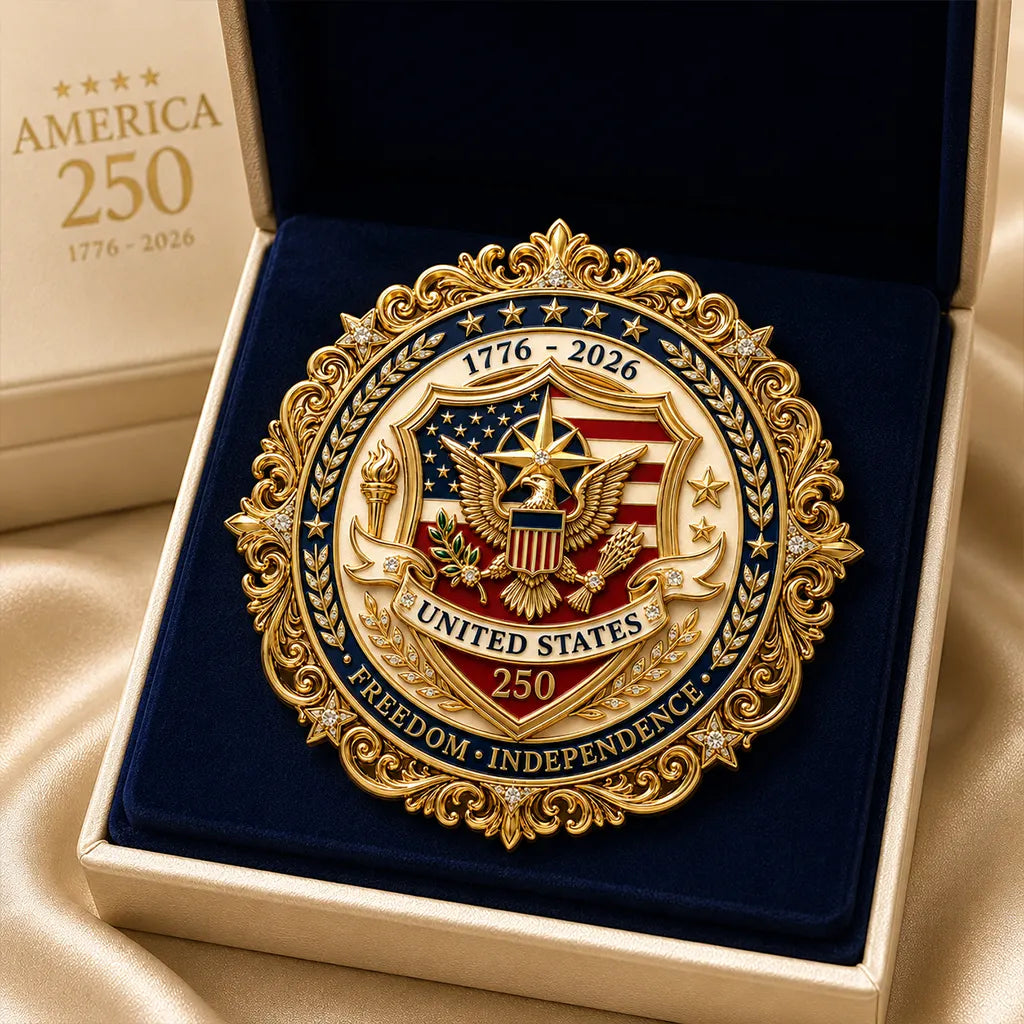 America 250th Anniversary Commemorative Eagle Shield Brooch Pin