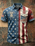 Men's Retro Short-Sleeve Shirt with USA 250th Anniversary Print