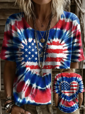 Women's Independence Day Paw Art Print T-Shirt