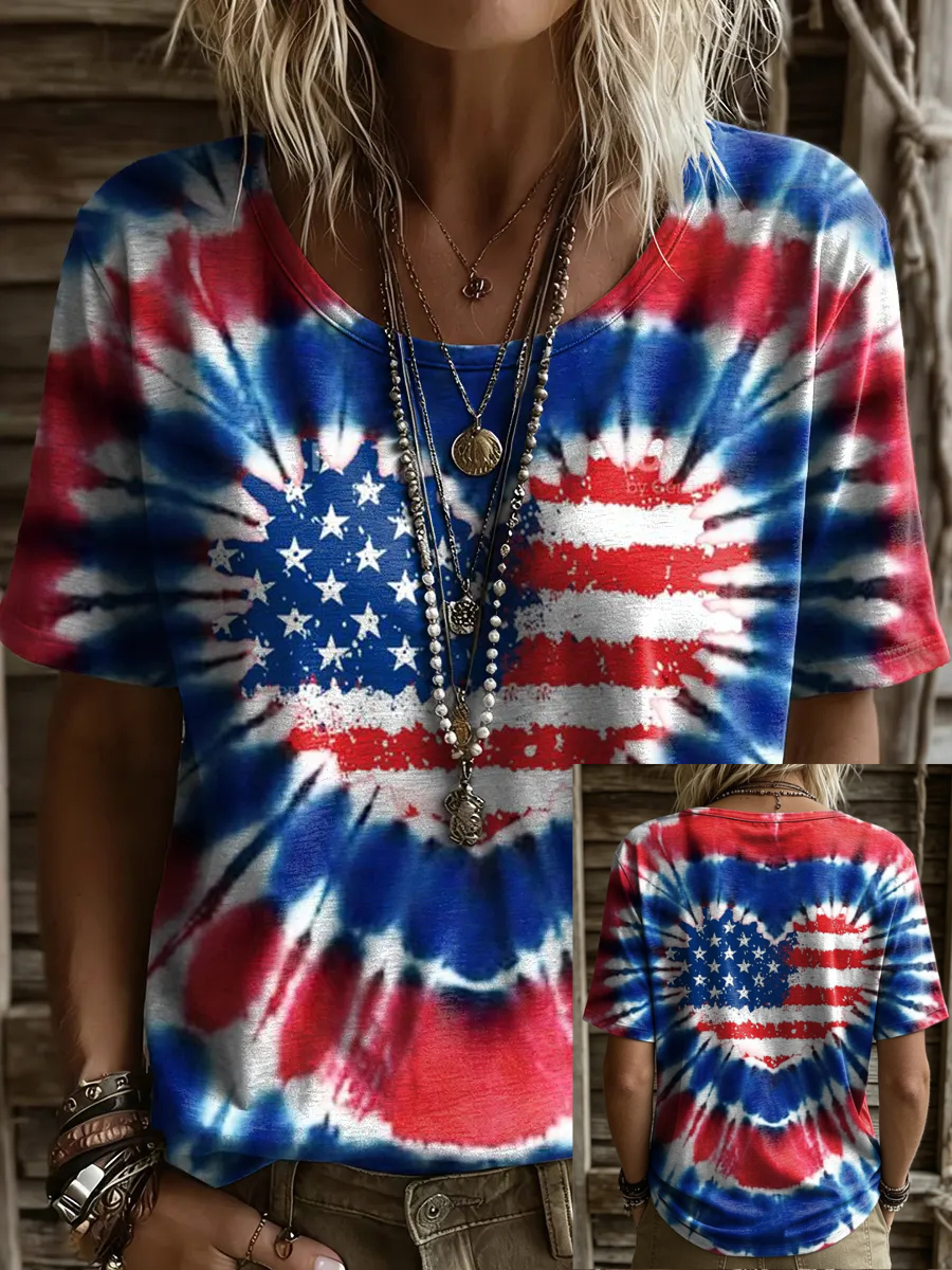 Women's Independence Day Paw Art Print T-Shirt
