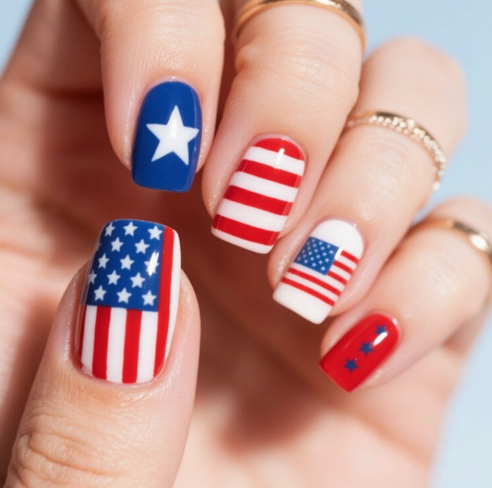 Patriotic National Flag Pattern False Nails