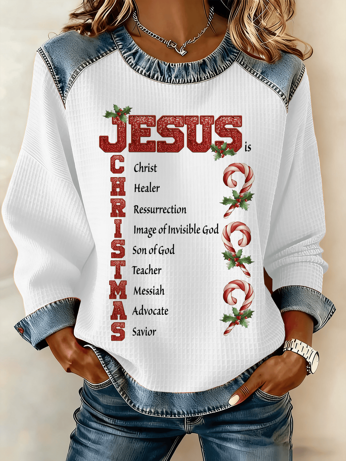 Women's Christmas Faith Print Sweatshirt