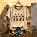 Women's Halloween Short-sleeve Top With Four Leopard Print Ghost Fun Patterns