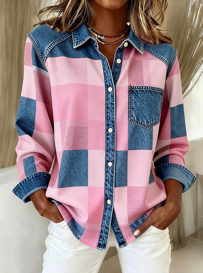 Women's Casual Contrast  Print Shirt