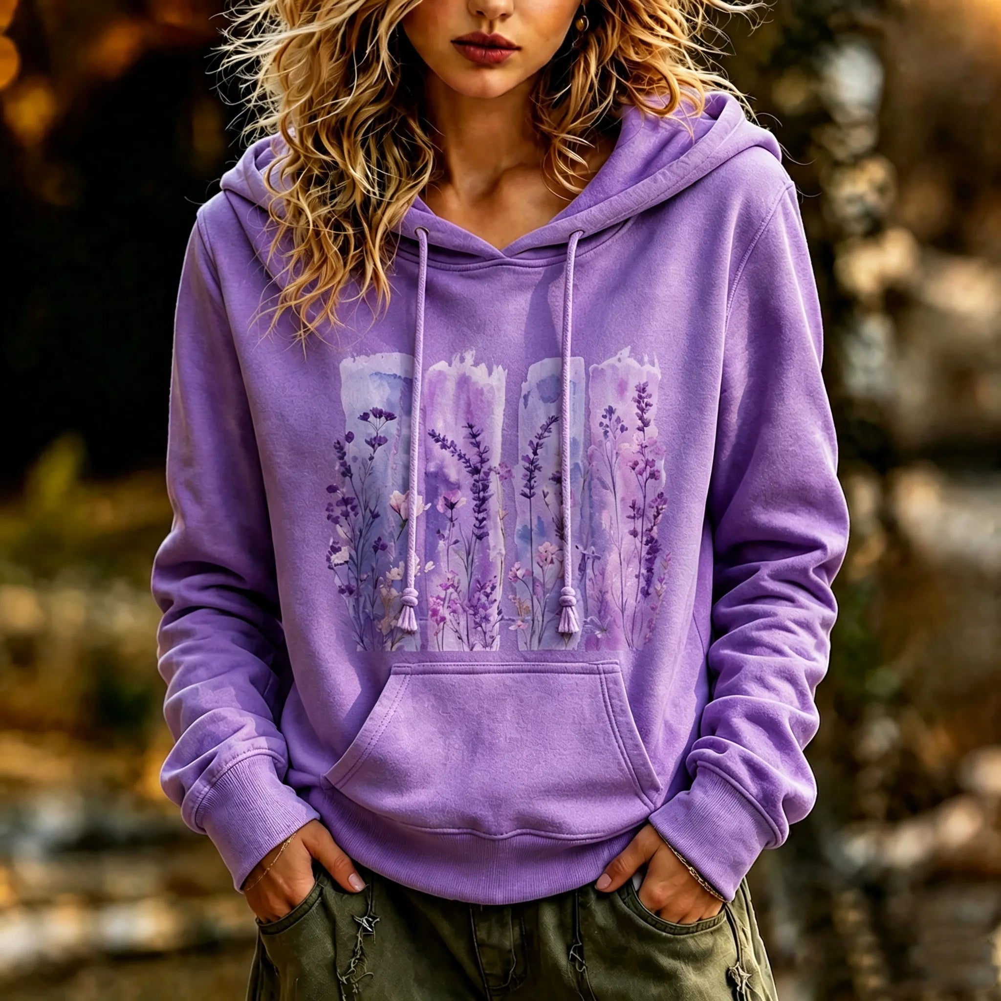 Women's Retro Bohemian Floral Print Hooded Sweatshirt