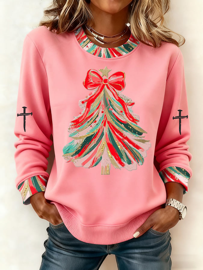 Women's Casual Retro Christmas Tree Sweatshirt
