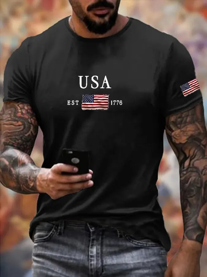 Men's Independence Day Printed Casual T-Shirt