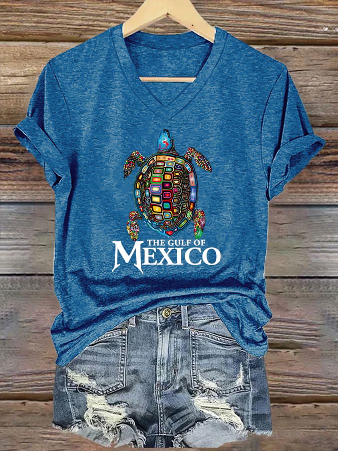 Women's Gulf of Mexico Print V-Neck T-Shirt