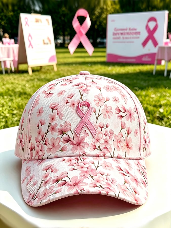 Pink Plaid Print Cap