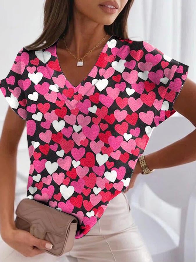 Women's Pink Love Printed T-Shirt