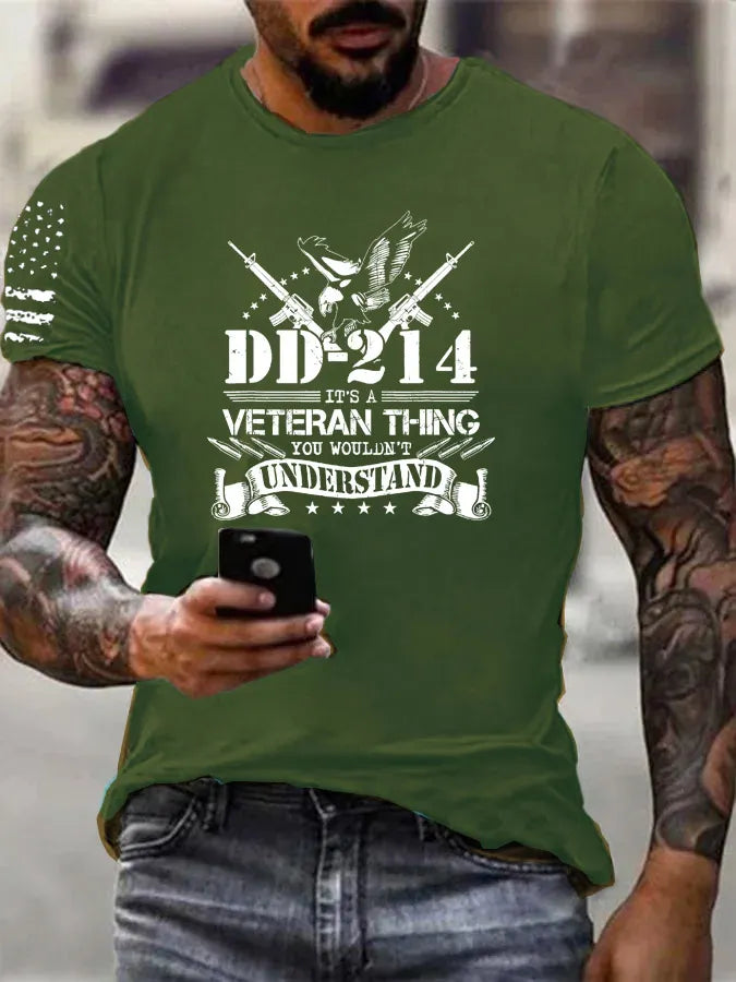 DD-214 A Veteran Thing Pattern 100% Cotton T-Shirt