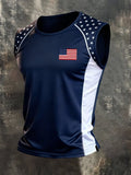 Men's Retro Independence Day Patriot Crew Neck Tank Top