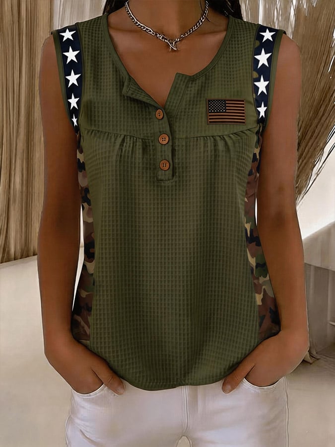 Women's Independence Day Print Waffle-Knit Top