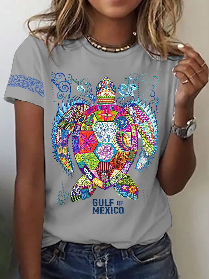Women's Mexican Printed Crew Neck T-Shirt