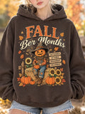 Women's "fall Ber Months" Scarecrow And Pumpkin Graphic Hoodie