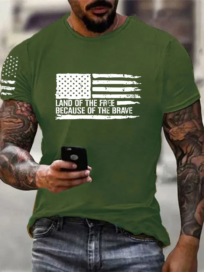 Independence Day Land Of The Free Pattern 100% Cotton T-Shirt