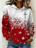 Women's Christmas Print Plaid Fabric Hooded Sweatshirt
