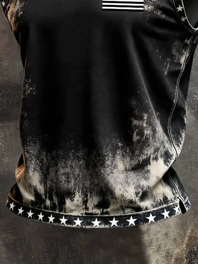 Men's Retro Independence Day Patriot Crew Neck Tank Top
