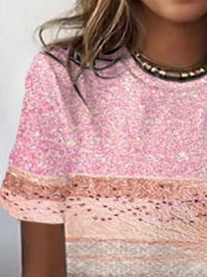 Women's Breast Cancer Awareness Print Casual T-Shirt