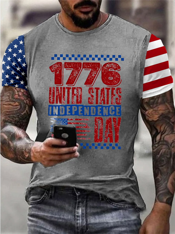 Men'S 1776 Independence Day Pattern Print Cotton T-Shirt