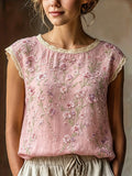 Women's Minimalist Elegant Floral Print Lace Top