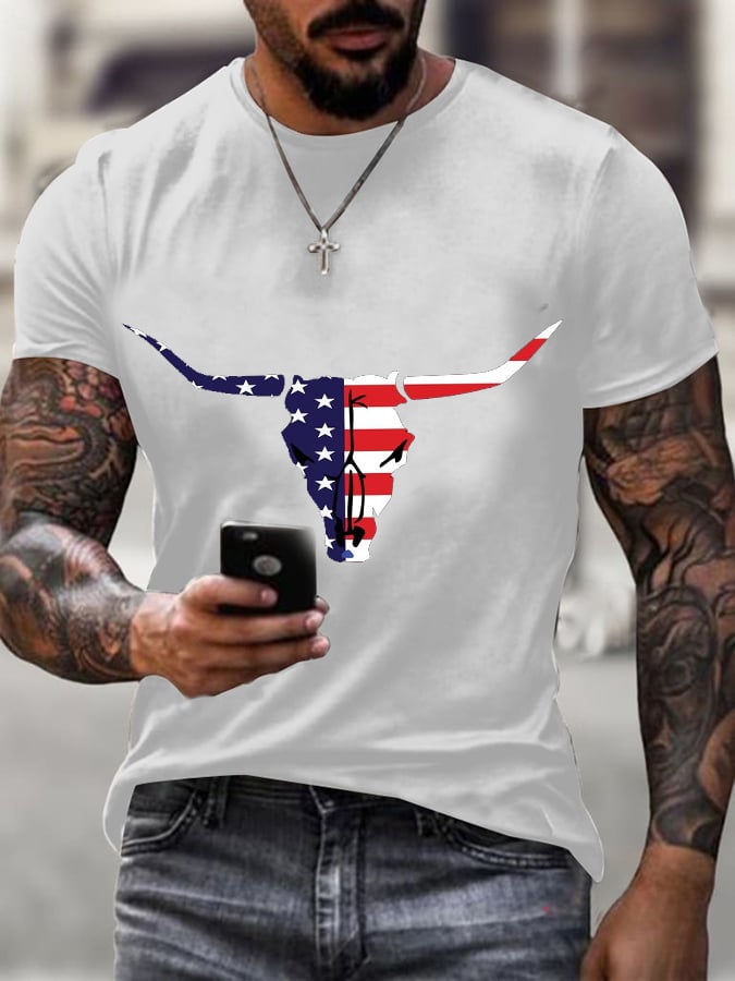 Men's American Flag Independence Day Design Casual T-Shirt