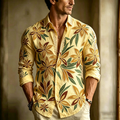 Bohemian Plant Flower Embroidered Pattern Retro Casual Linen Shirt