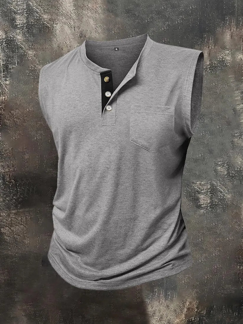 Men's Solid-Color Henley Vest