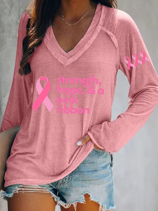 Women's Strength, Hope & a Pink Ribbon T-Shirt