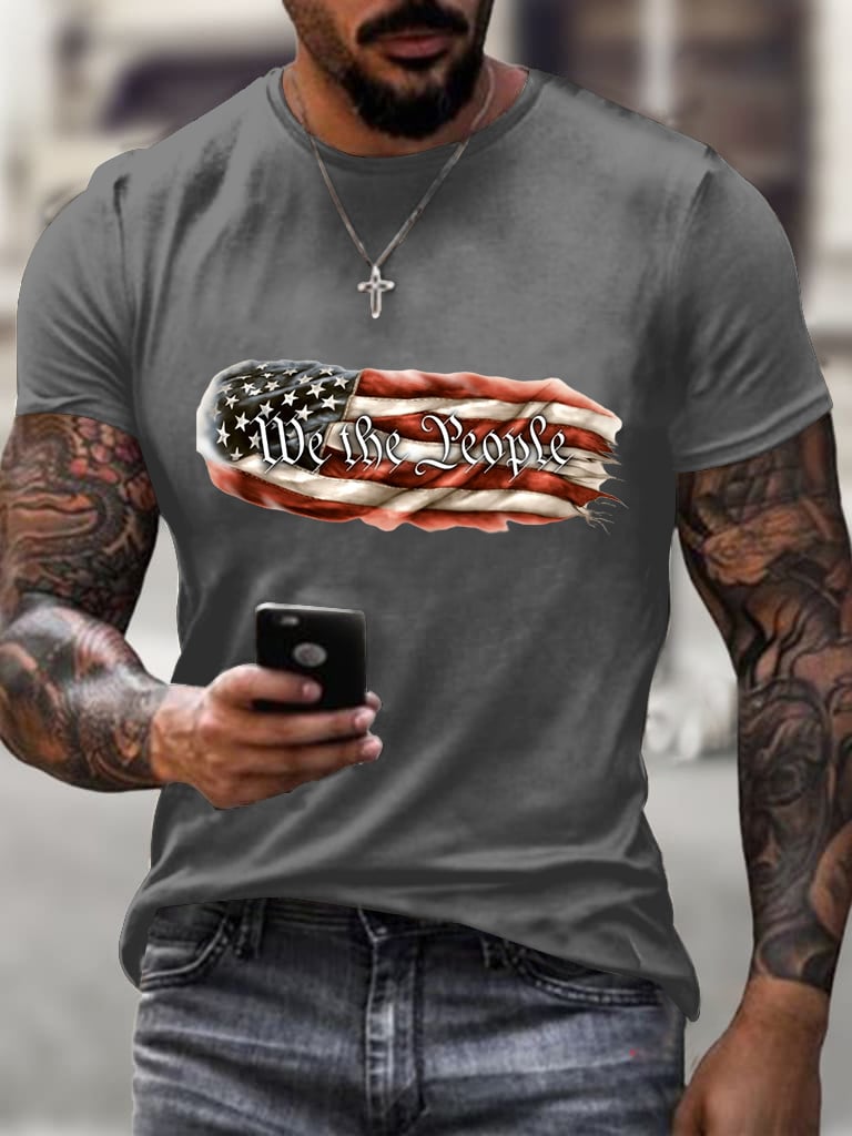 Men'S Flag Print Short Sleeve T-Shirt