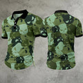 Men's Skull Camo Print Polo Shirt