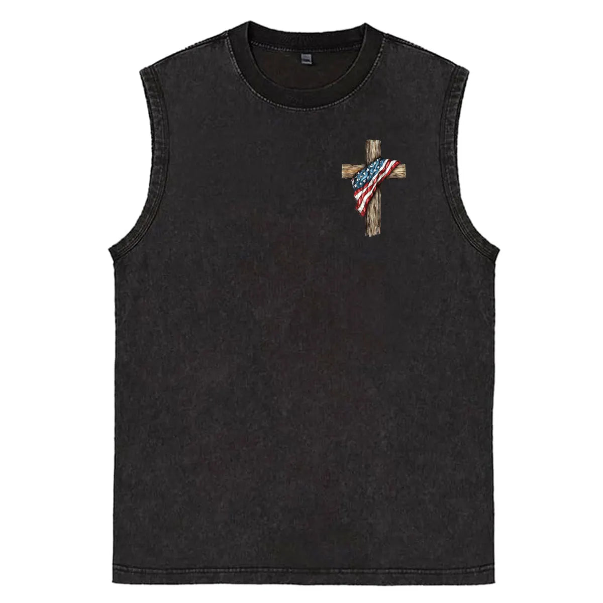 Stand For The Flag Kneel For The Cross Unisex Washed Cotton Sleeveless Tank Tops