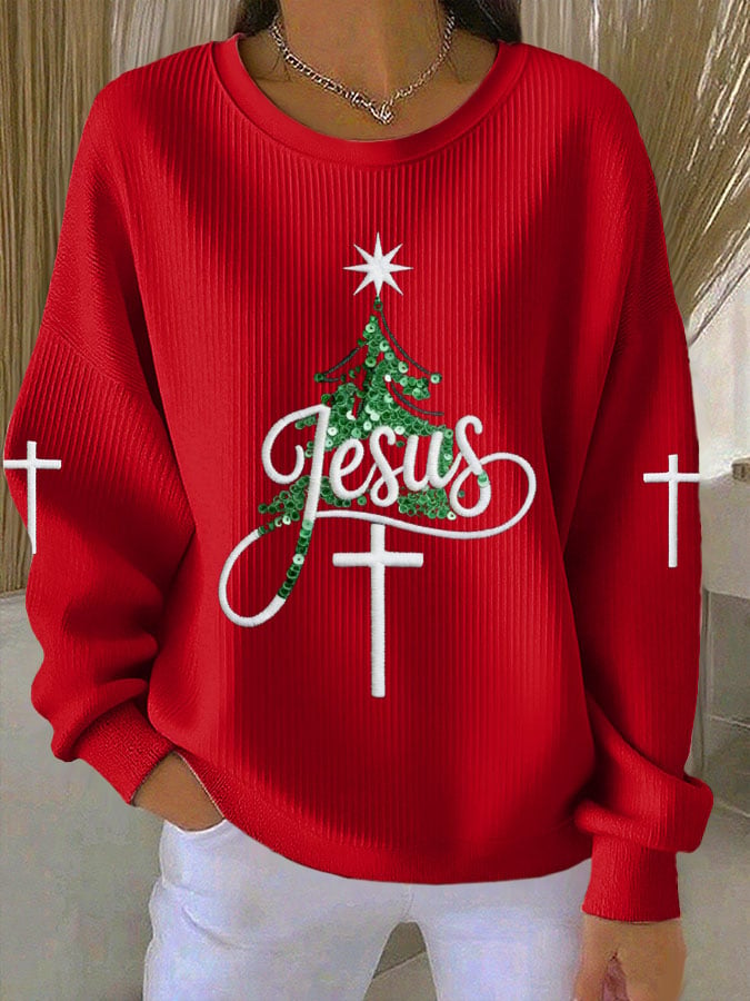 Women's Casual Print Long Sleeve Knit Top