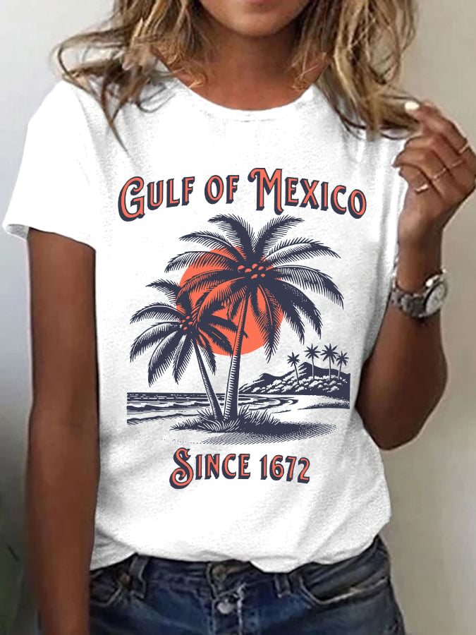 Women's Fashion Gulf of Mexico Printed Casual T-Shirt
