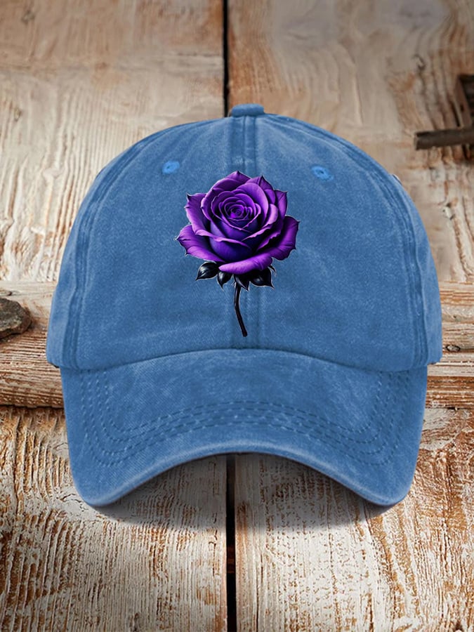 Alzheimer's Awareness Purple Rose Hat