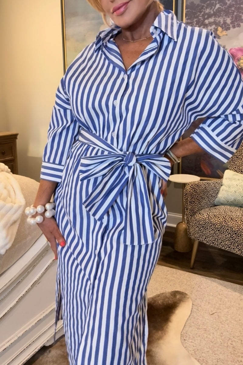 Keira Striped Cotton Shirt Dress