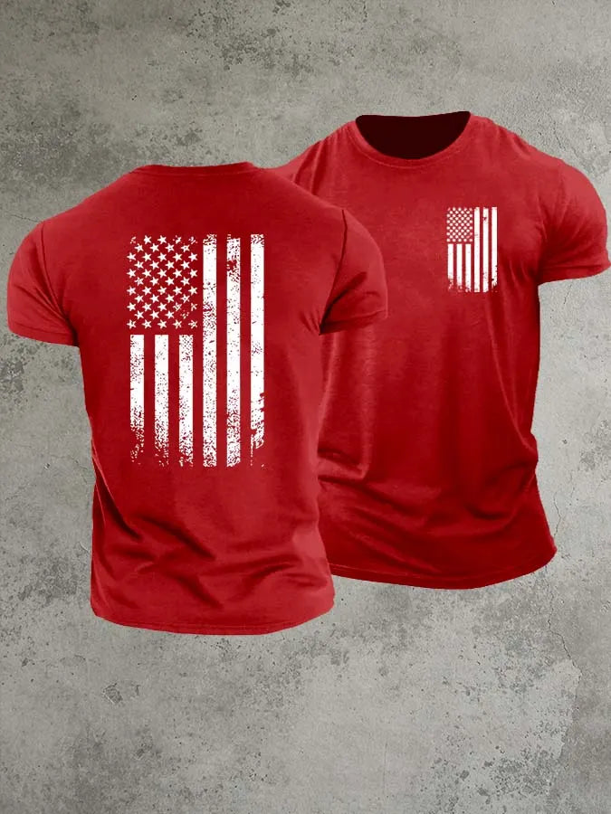 America Flag 1776 Pattern 100% Cotton T-Shirt