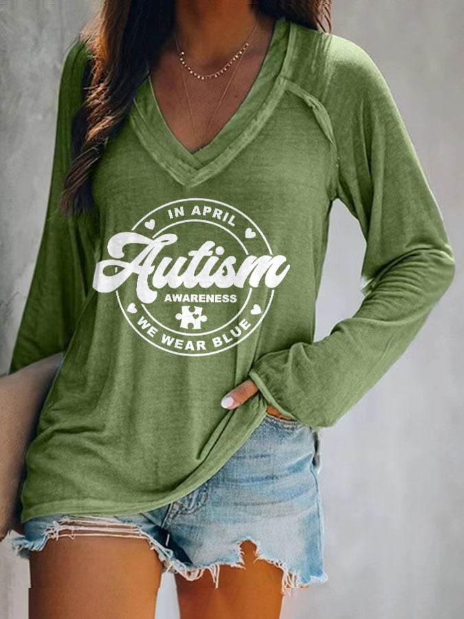 Women's Autism Print Long Sleeve T-Shirt