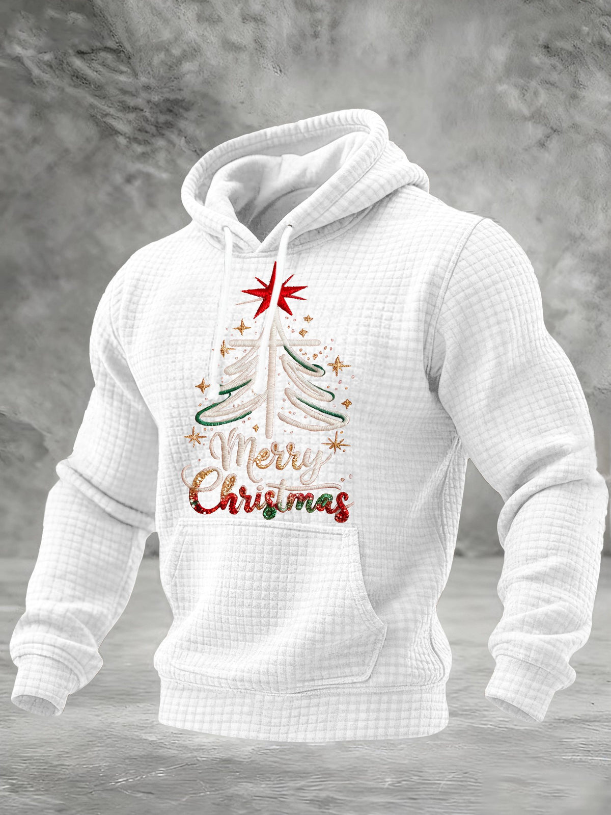Men's Retro Merry Christmas Cross Christmas Print Hoodie
