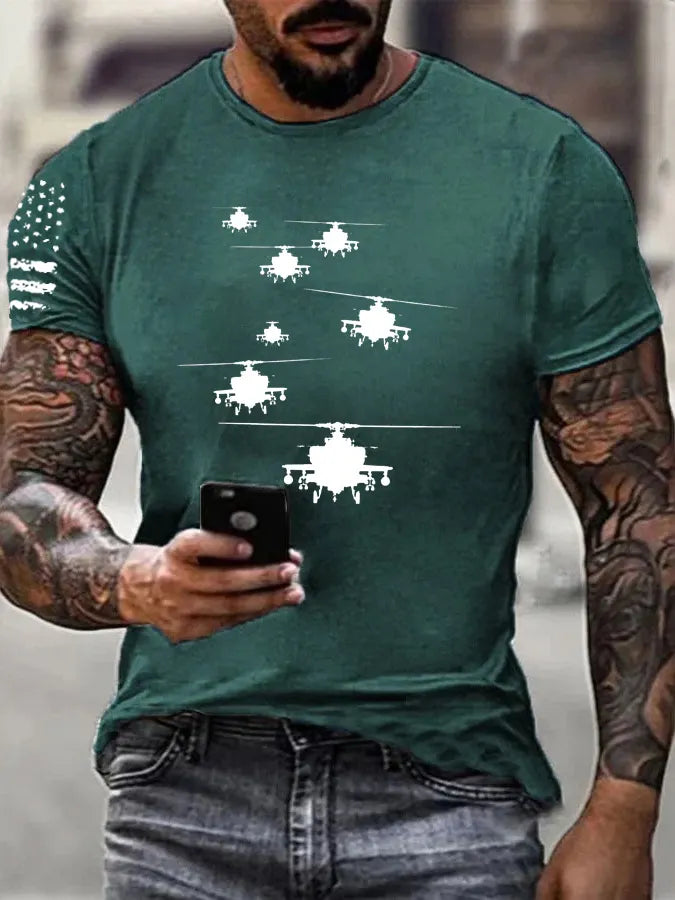 Apachen AH-64 Kampfhubschrauber Pattern 100% Cotton T-Shirt