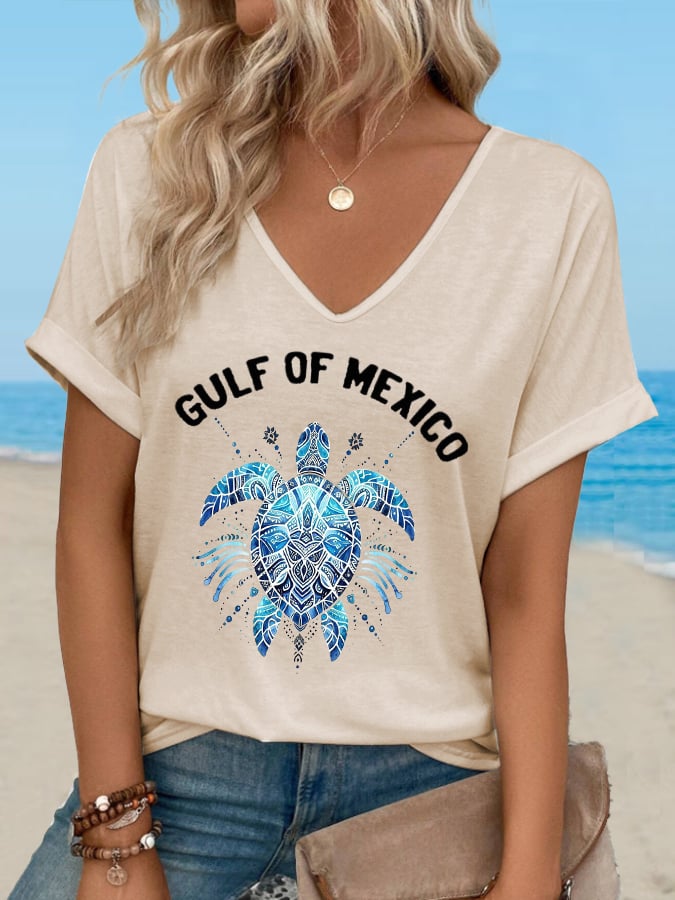 Women's Gulf of Mexico turtle print T-shirt