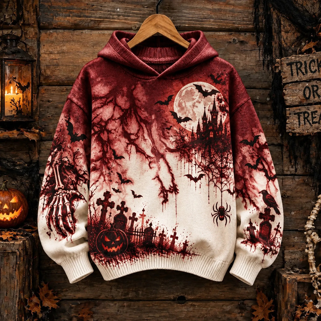 Retro Gothic "blood Drop" Novelty Halloween Hooded Sweater